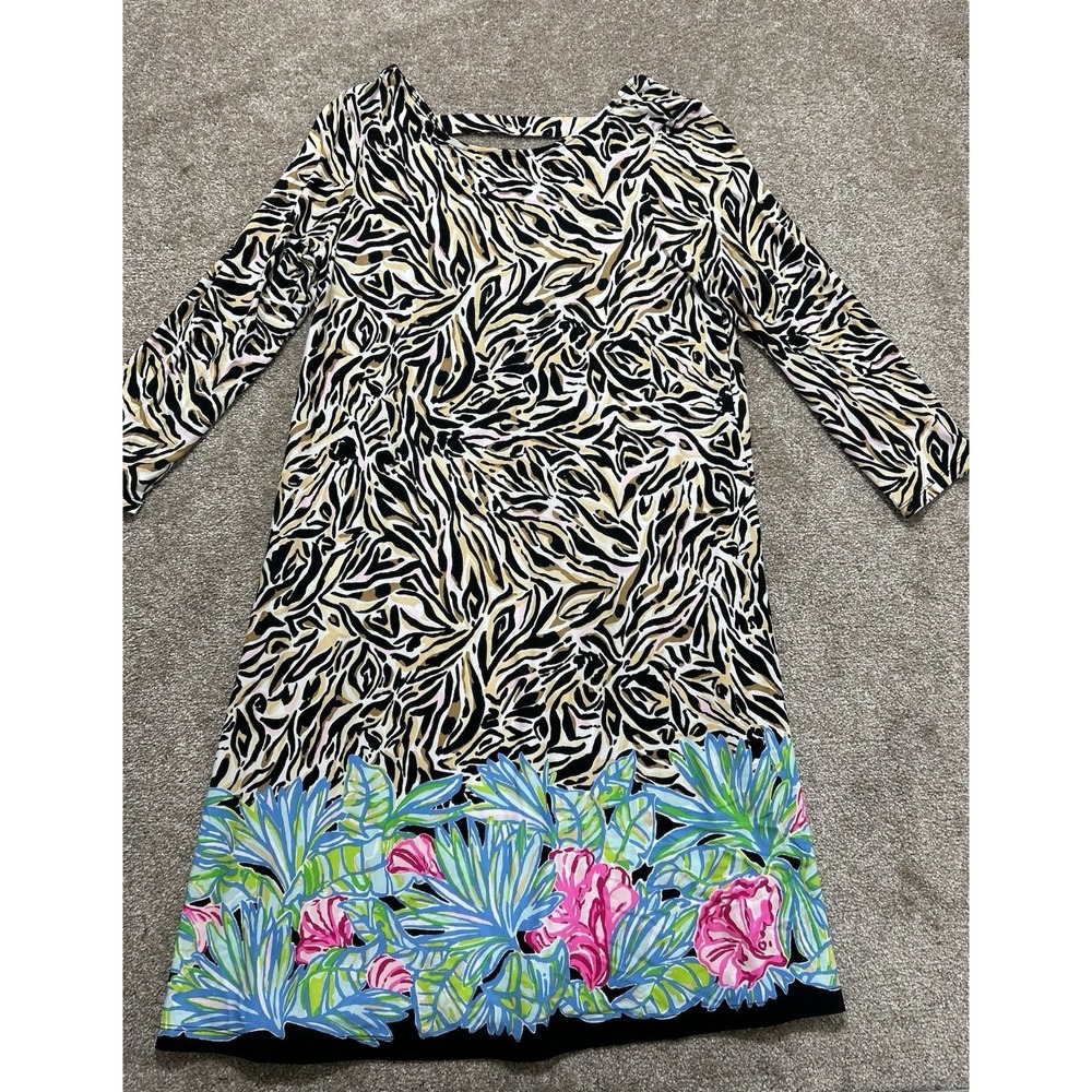 Lilly Pulitzer Women's M Ophelia Dress Onyx Can You Zee Me Engineered Dress